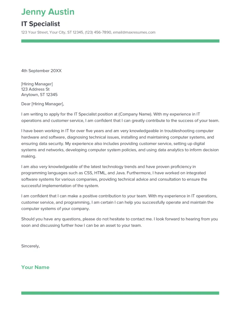 35787 it skills for cover letter