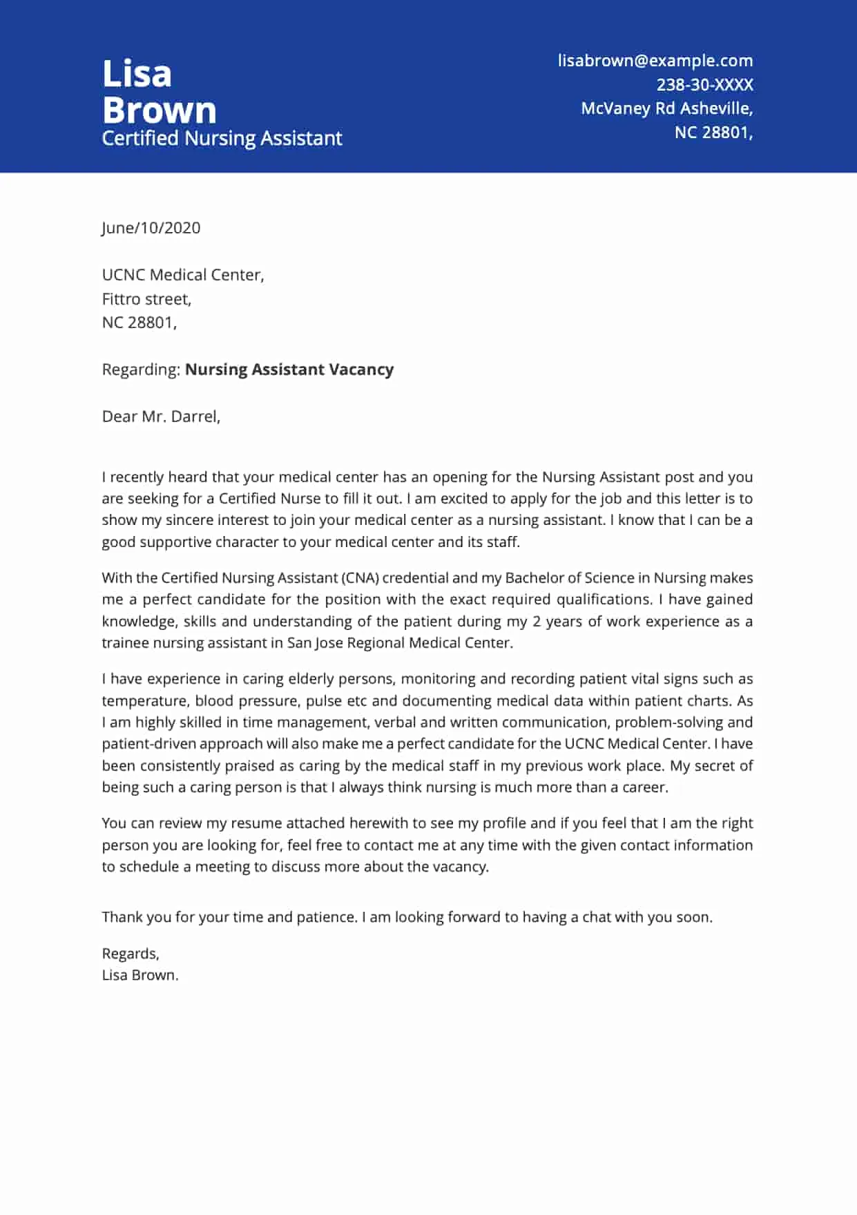 35788 nursing assistant cover letter example