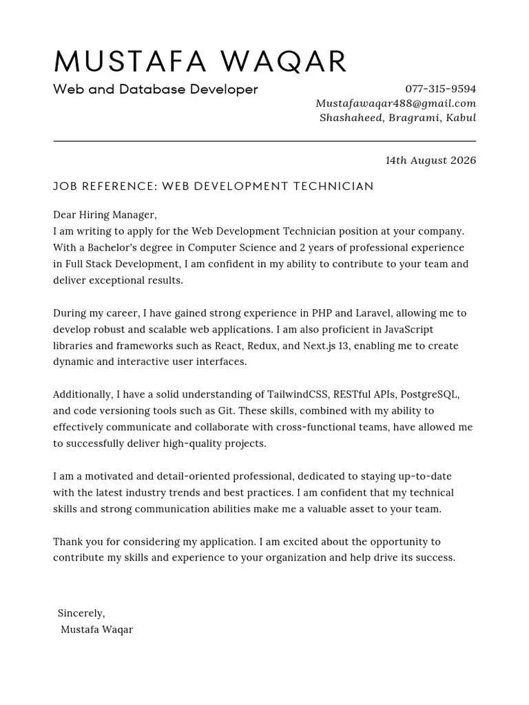 35801 web developer cover letter