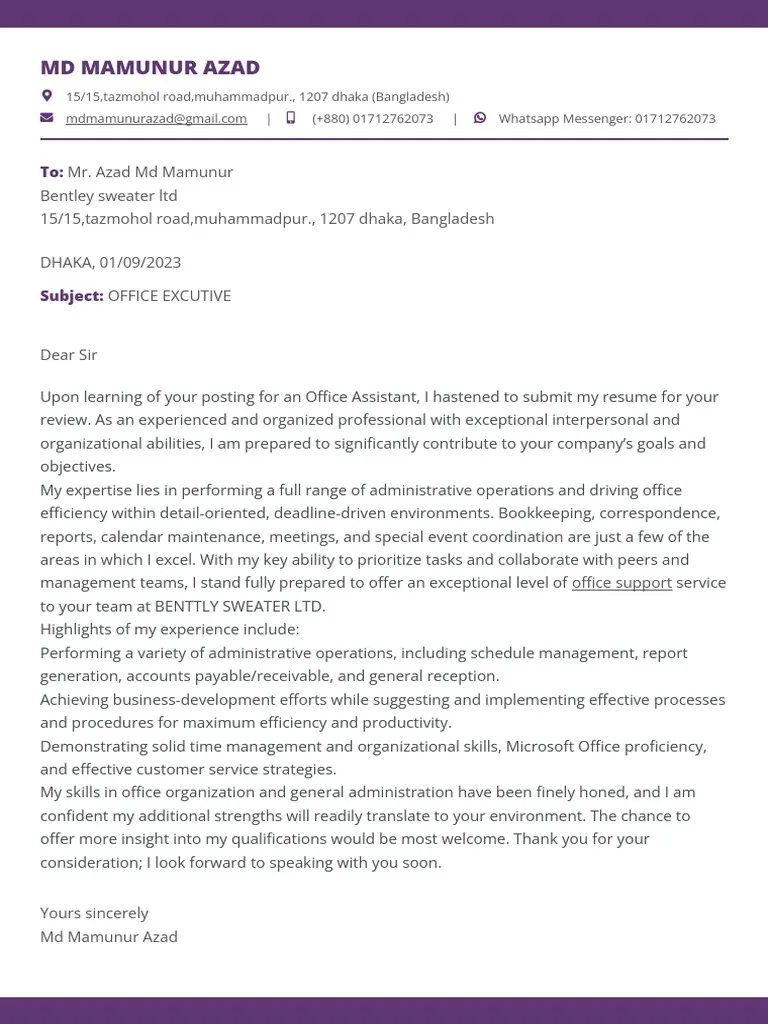 35807 office support cover letter writing