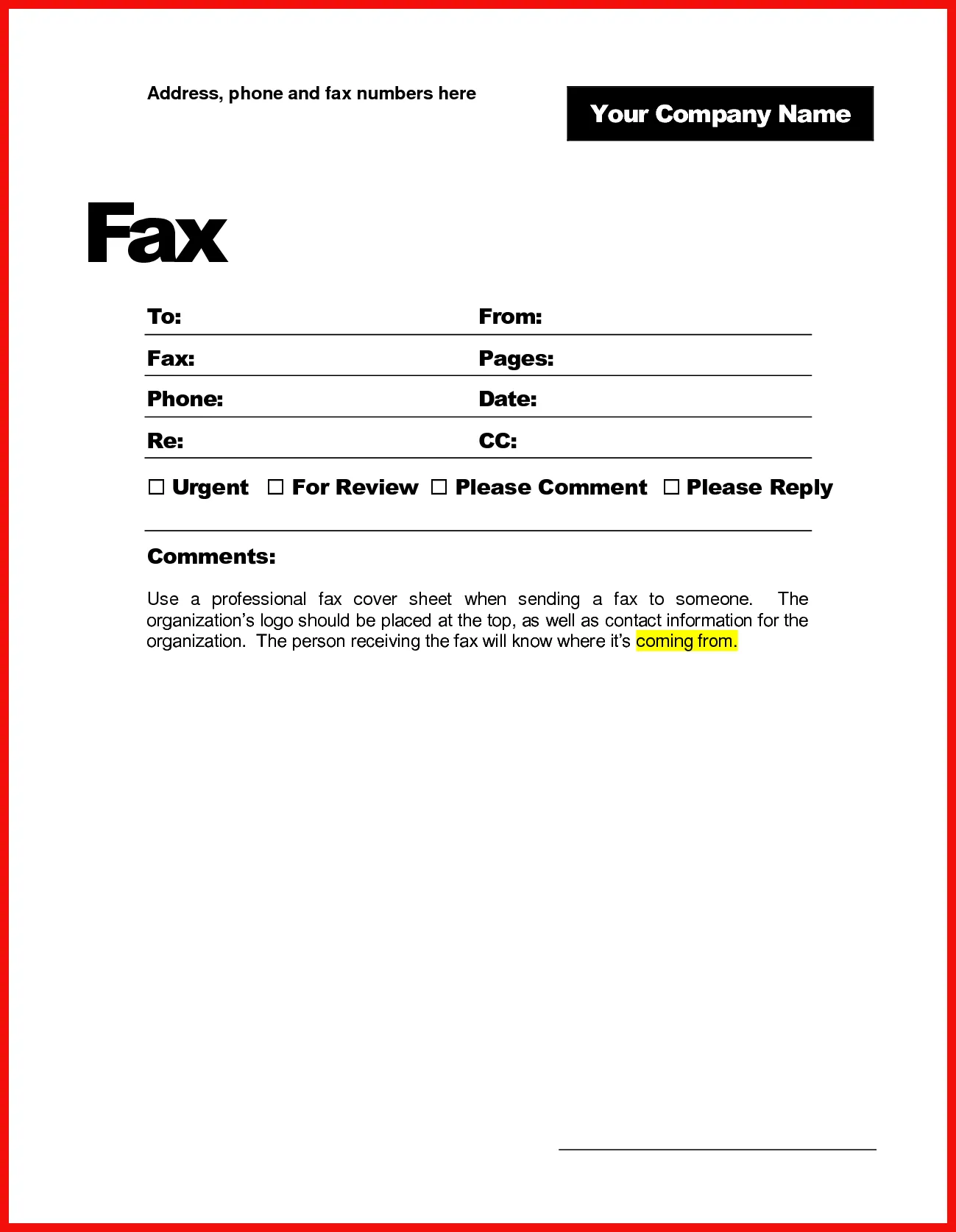 35812 fax cover letter template