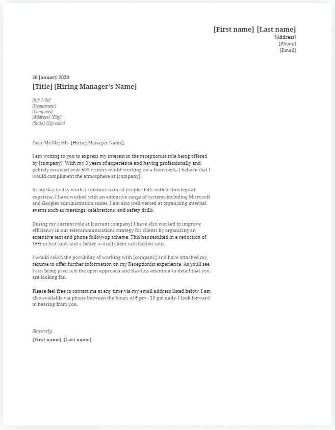 35814 receptionist experience