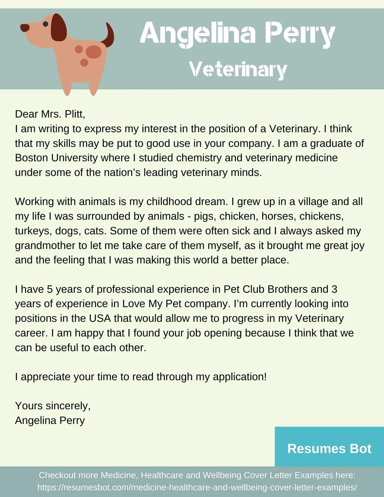 35825 vet tech cover letter passion