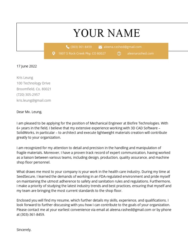 35842 engineering cover letter header
