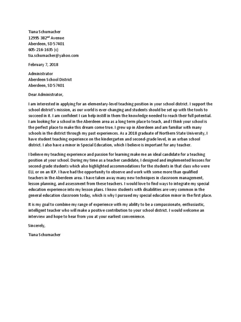 35850 teaching cover letter introduction