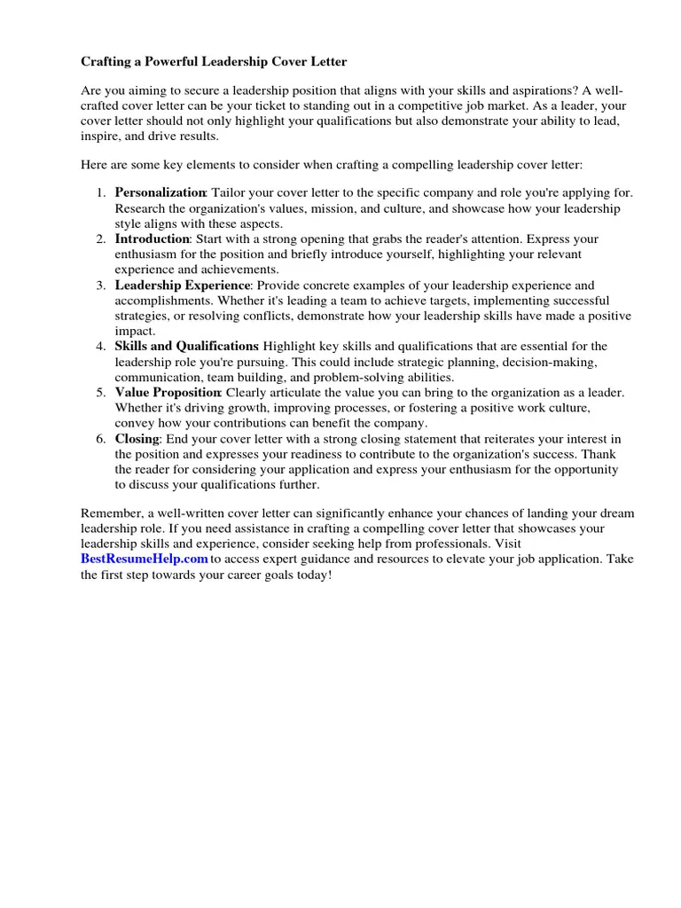 35857 leadership development program cover letter sample