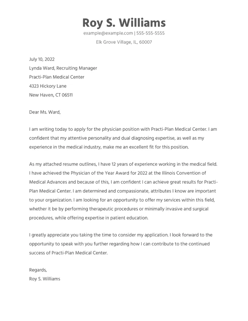 35865 experience in cover letter