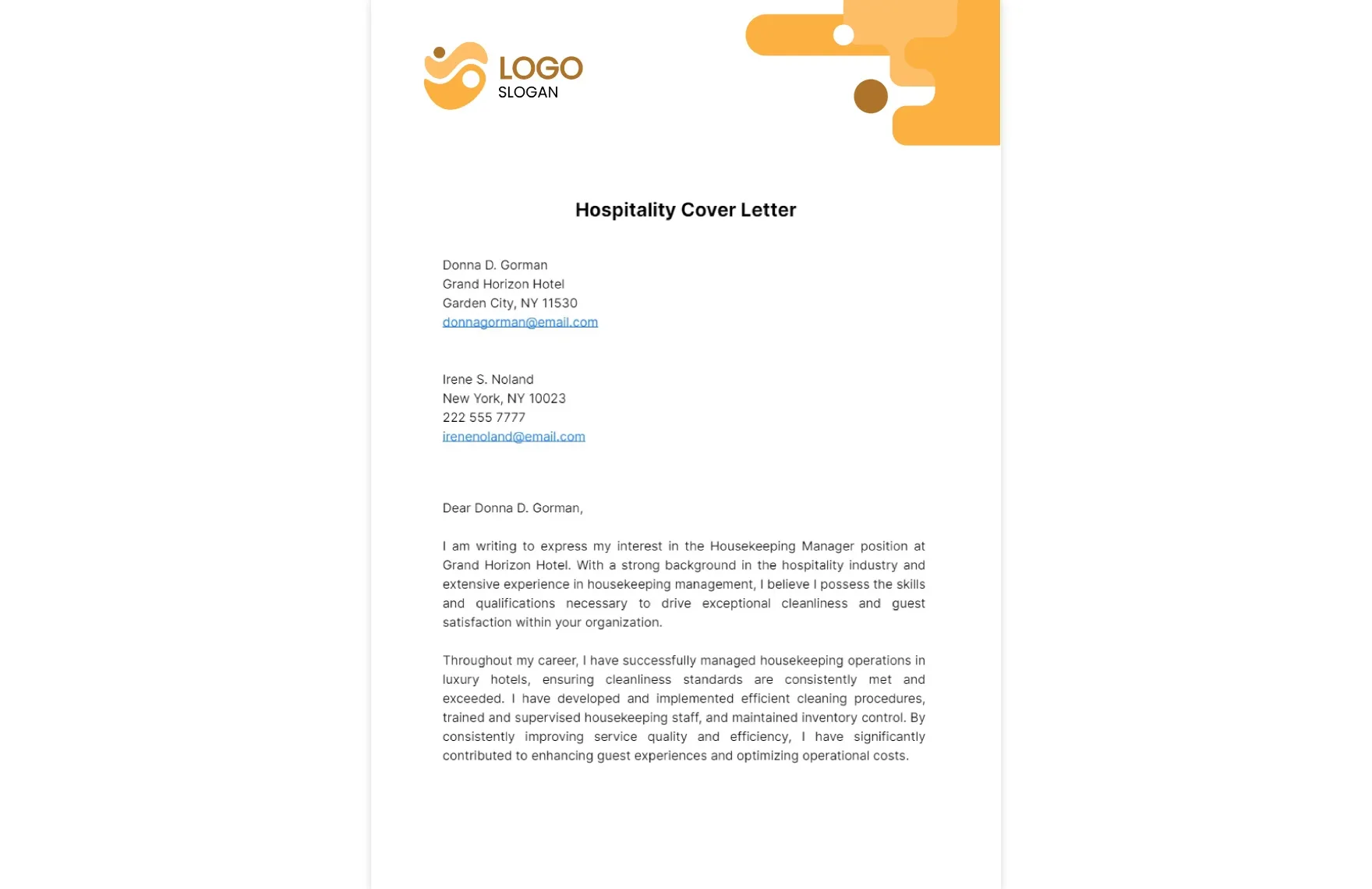 35869 hospitality cover letter format