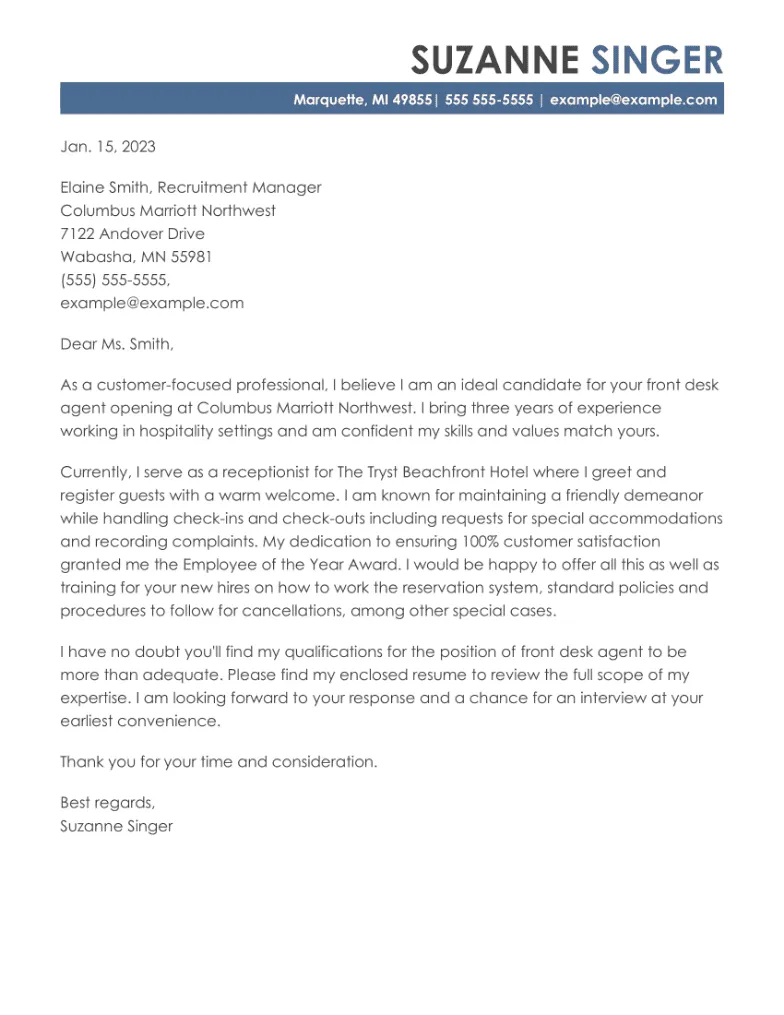 35869 hospitality cover letter passion