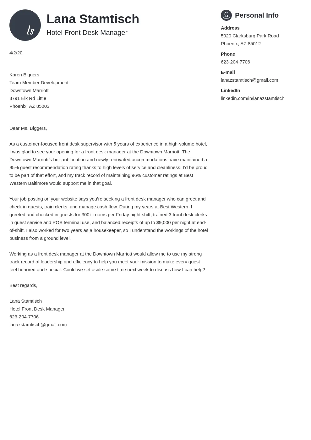 35869 hospitality cover letter quantify