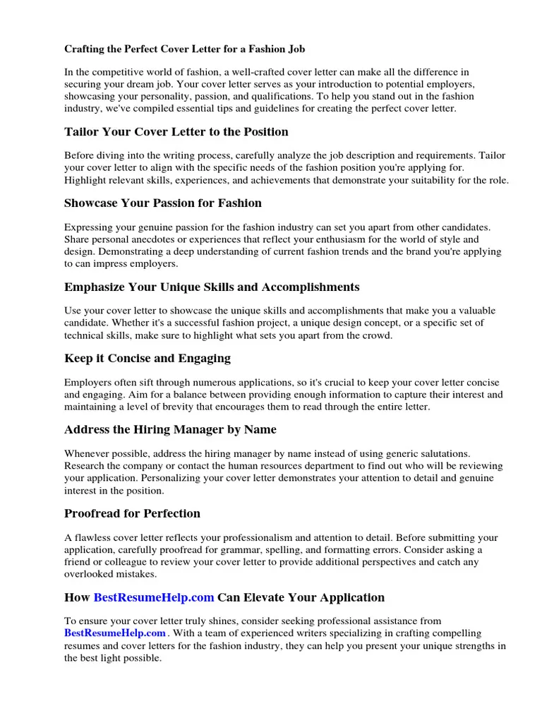 35895 fashion assistant cover letter header