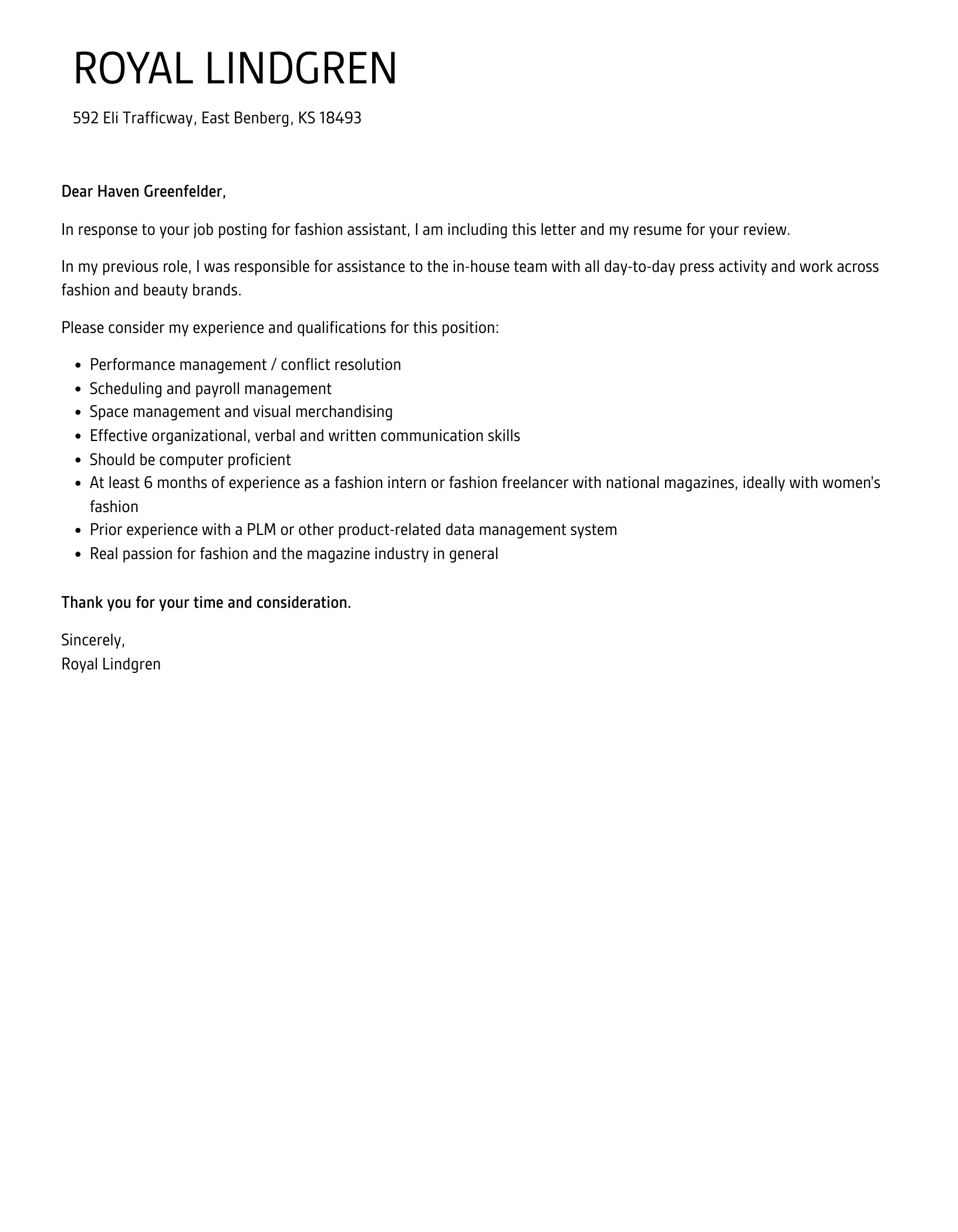 35895 fashion assistant experience