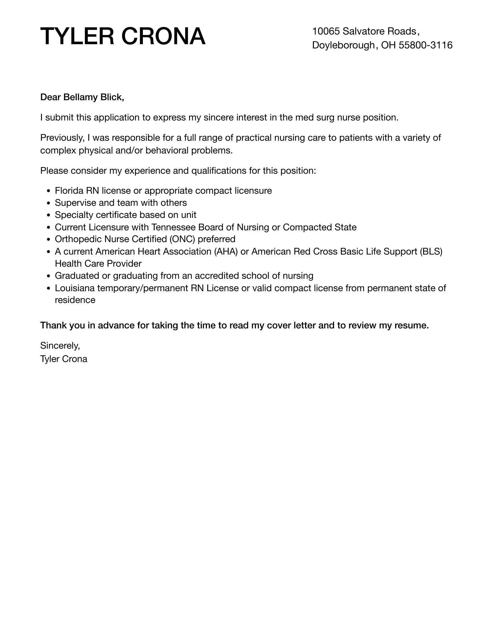 35912 med surg experience