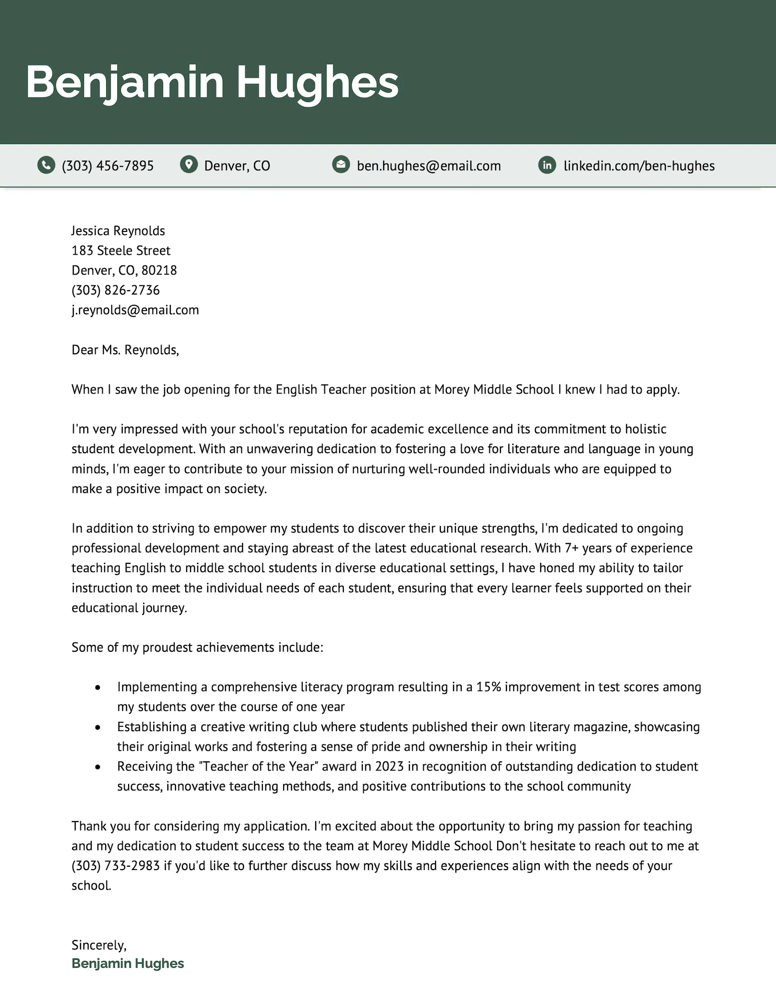 35925 formatting cover letter