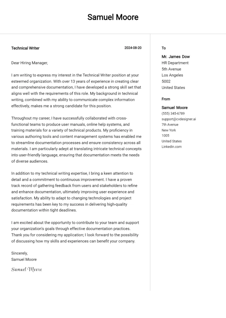 35932 project manager cover letter