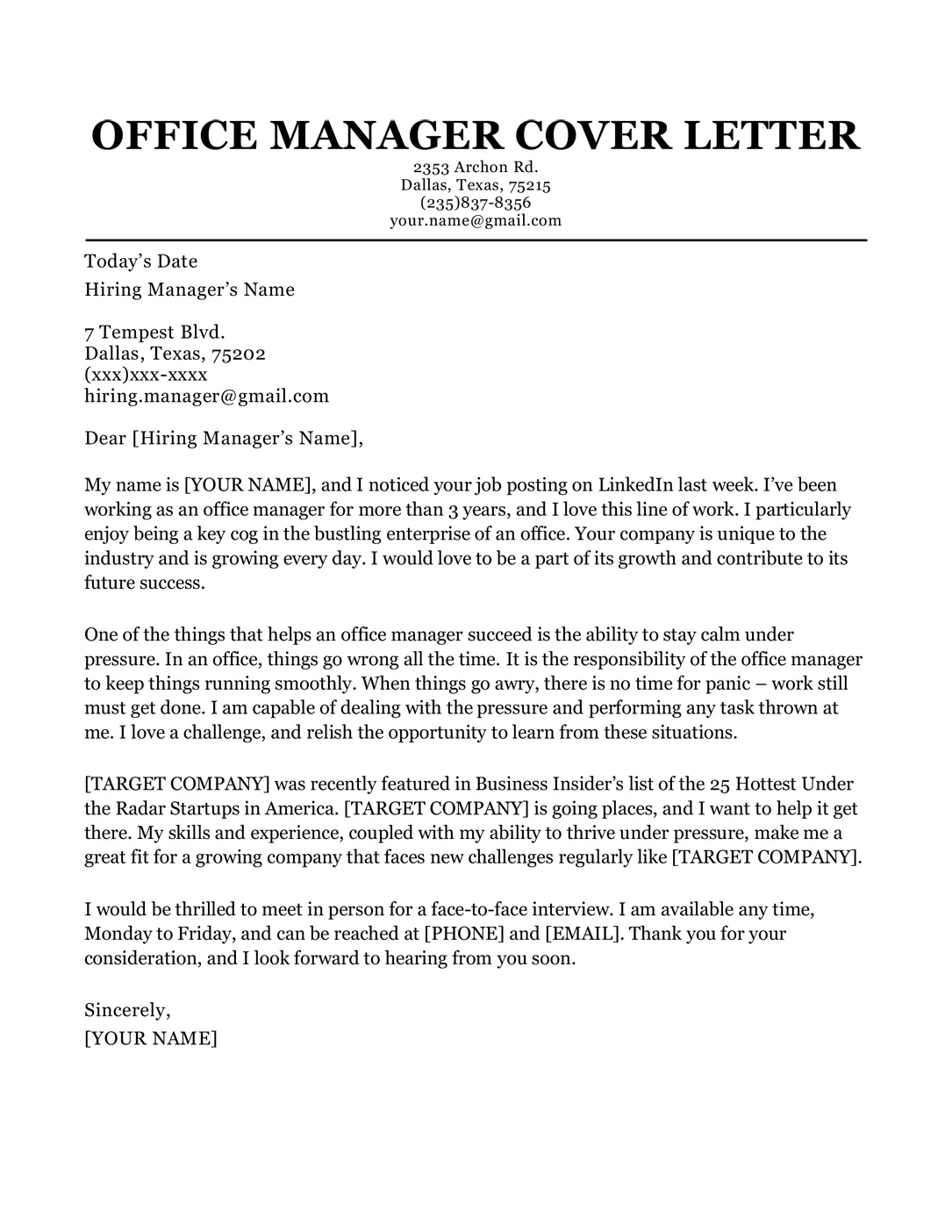 35936 cover letter structure