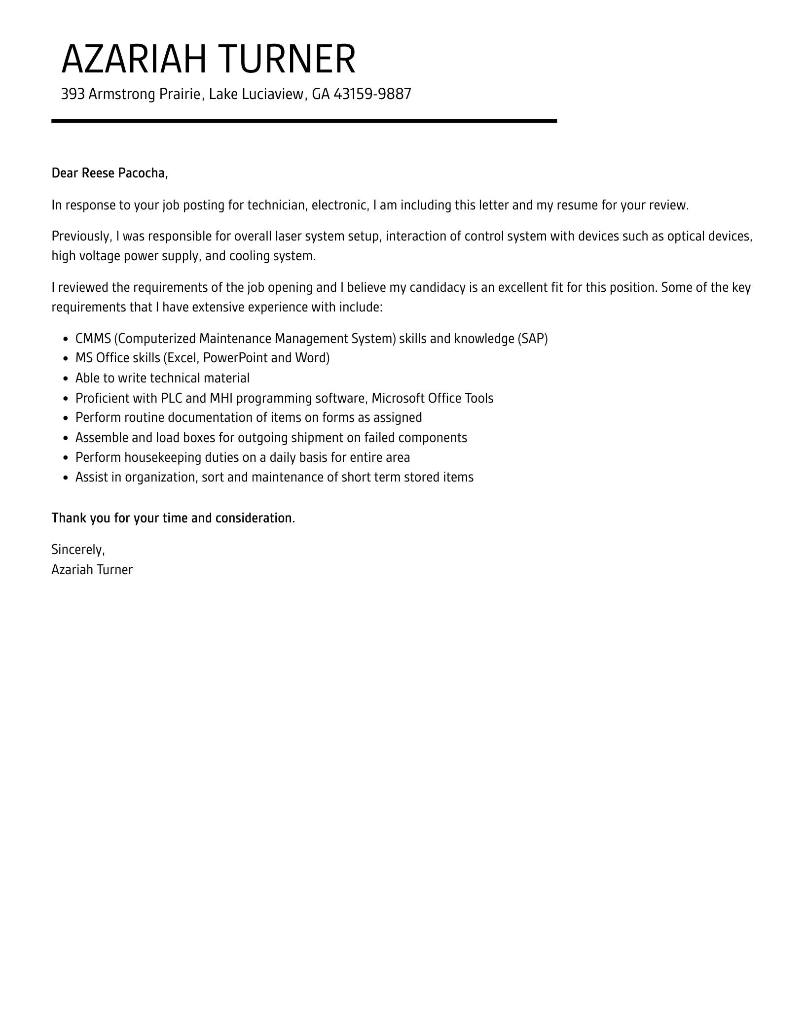 35939 electronics technician interview