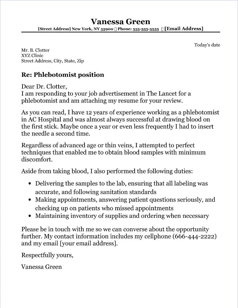 35949 phlebotomist cover letter header