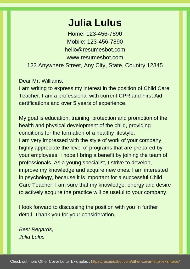 35977 child care cover letter writing