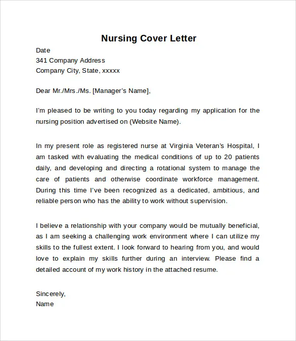 36002 nurse experience cover letter