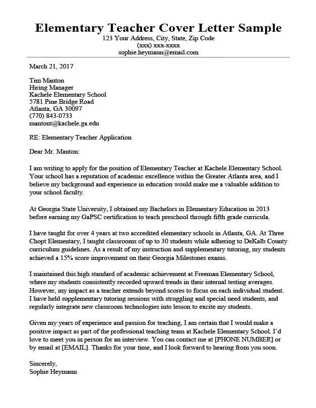 36004 teacher cover letter examples