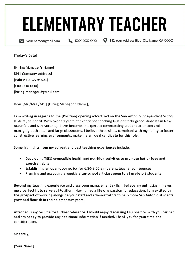 36004 teacher cover letter writing