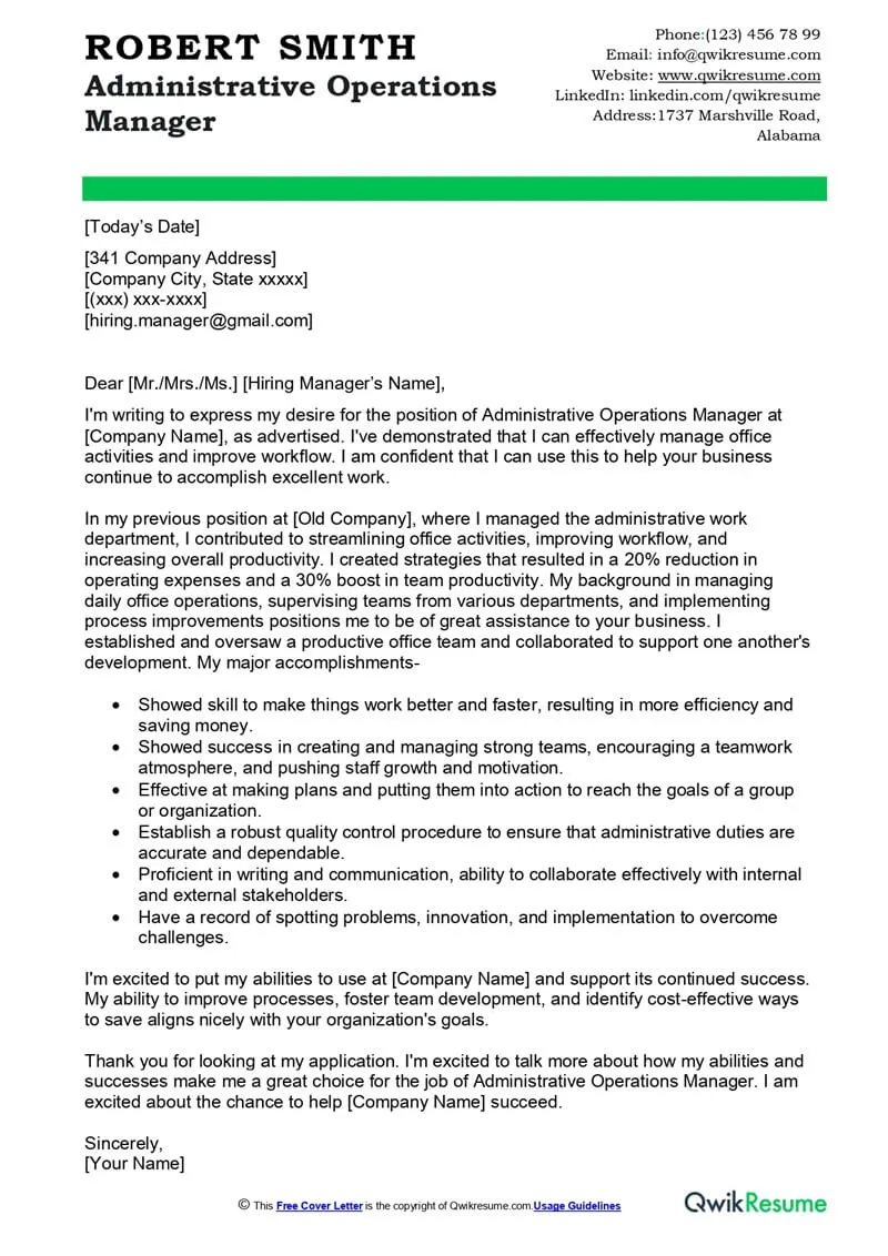 36006 operations manager resume