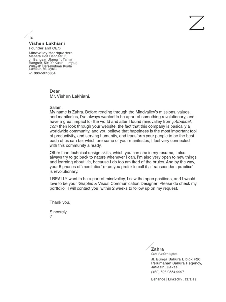 36036 video cover letter key points