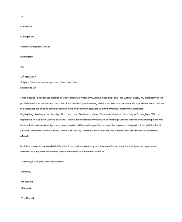 36065 customer focused cover letter