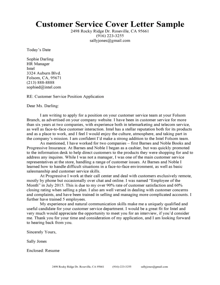 36069 customer service cover letter sample