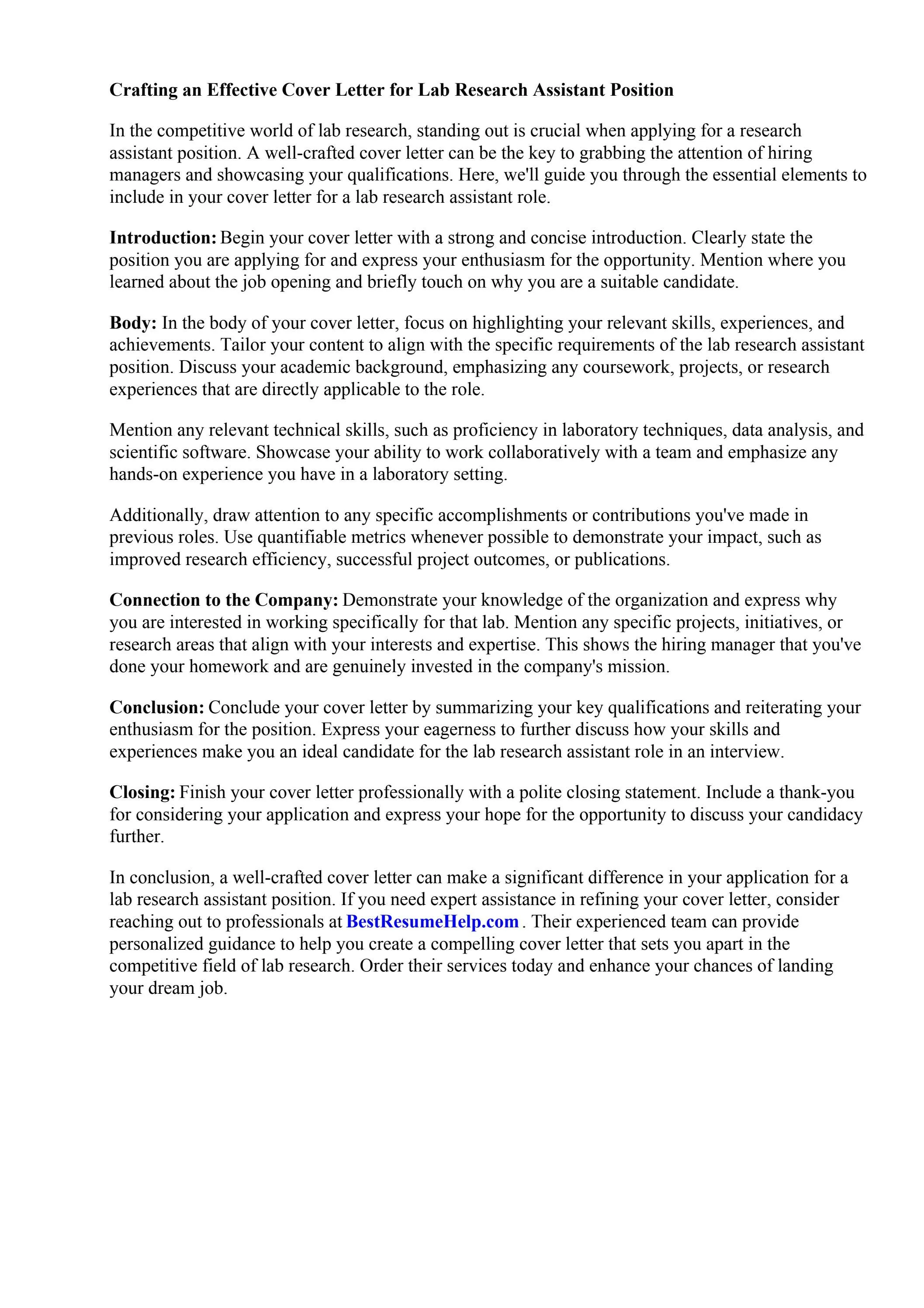 36071 lab assistant experience