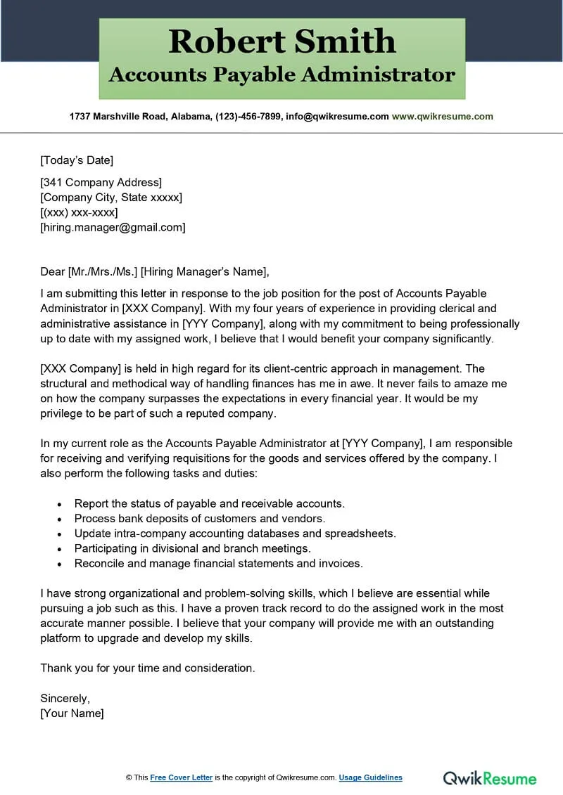 36079 account payable cover letter header