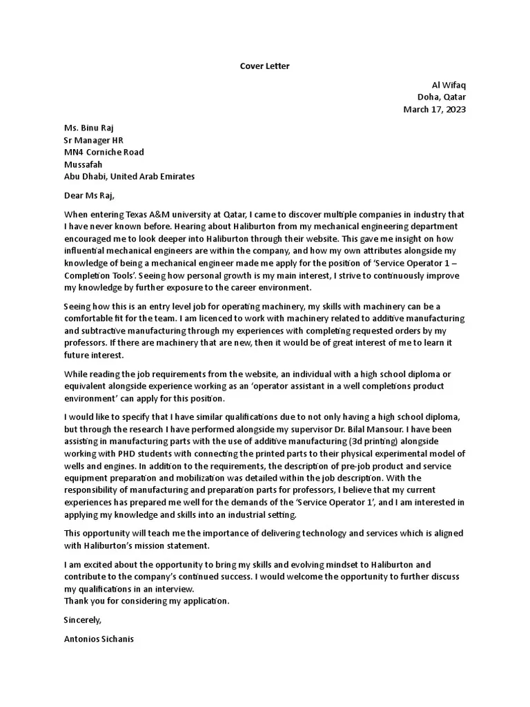 36080 first impression cover letter